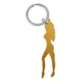 Schlüsselanhänger mit weiblicher Silhouette In Goldfarbe mit Bieröffner von Diablo Picante