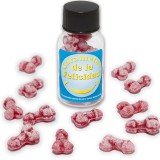 Glas mit 12 Erdbeer-/Kirsch-Bonbons In Penisform von Diablo Picante | Fesselliebe.de