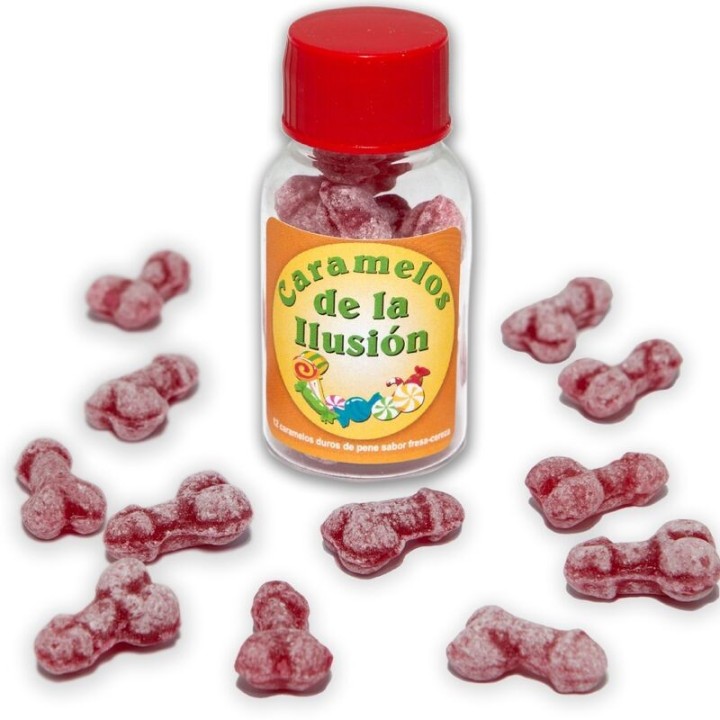 12 Penisförmige Illusionsbonbons Erdbeere/Kirsche von Diablo Picante | Fesselliebe.de