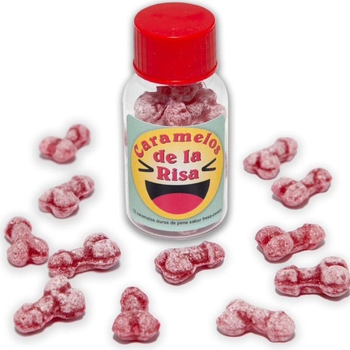 12 Penisförmige Lachbonbons Erdbeere/Kirsche von Diablo Picante | Fesselliebe.de