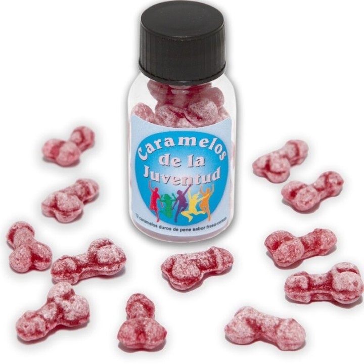 12 Jugendbonbons Penisform Erdbeere/Kirsche von Diablo Picante | Fesselliebe.de