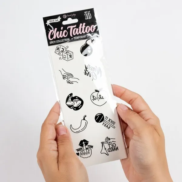 Set mit 10 Temporren Tattoos aus der Spicy Collection von Secretplay | Fesselliebe.de