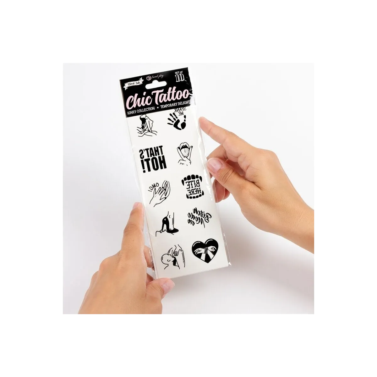 Set mit 10 Temporren Tattoos der Kinky Collection von Secretplay | Fesselliebe.de