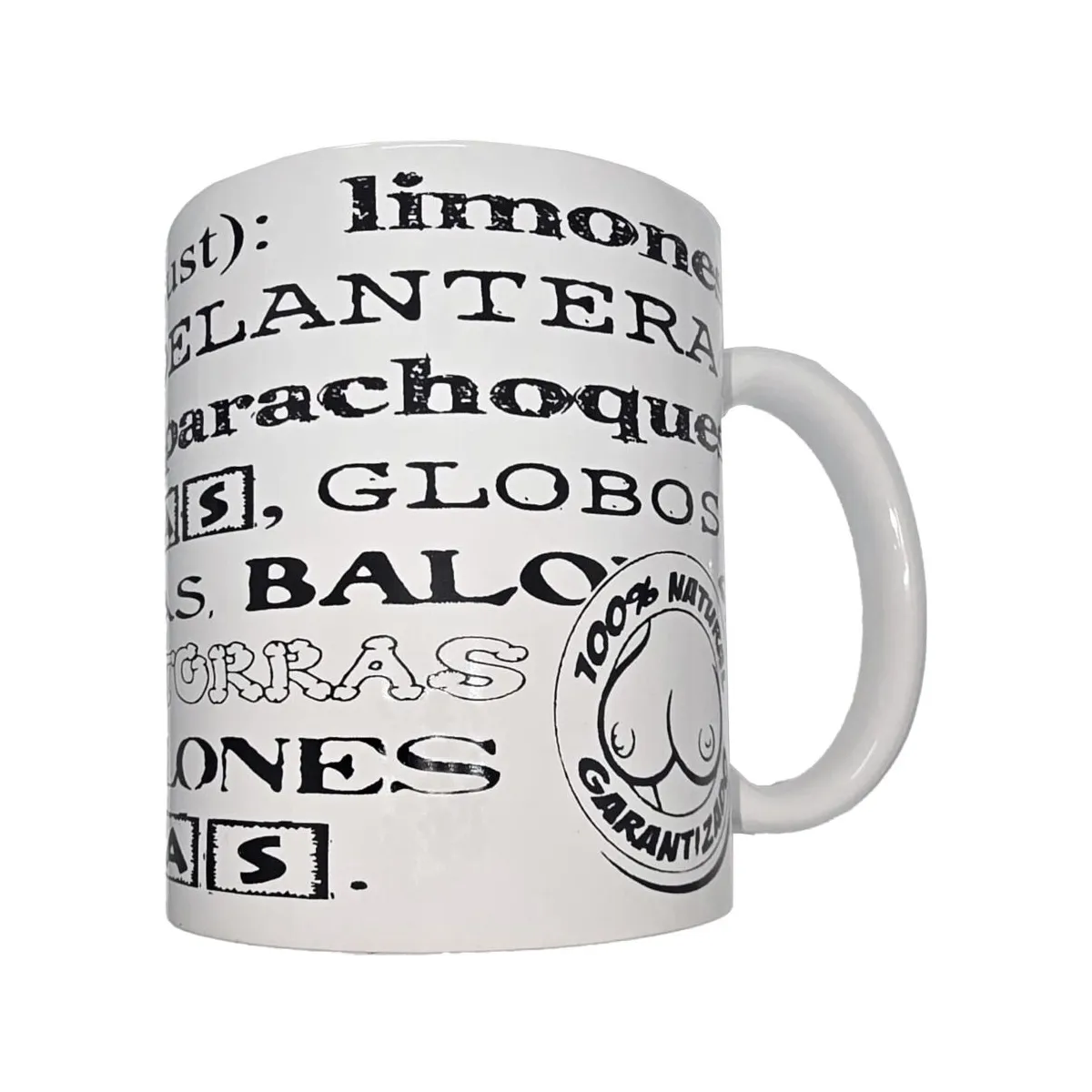Weisse Tasse mit Tittensynonymen 370 ml von Diablo Picante | Fesselliebe.de