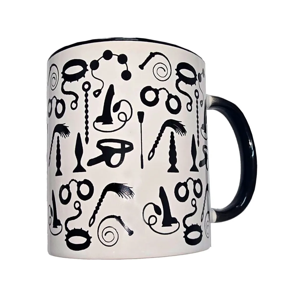 Weisser Bondage-Becher mit Schwarzem Henkel 370 ml von Diablo Picante | Fesselliebe.de