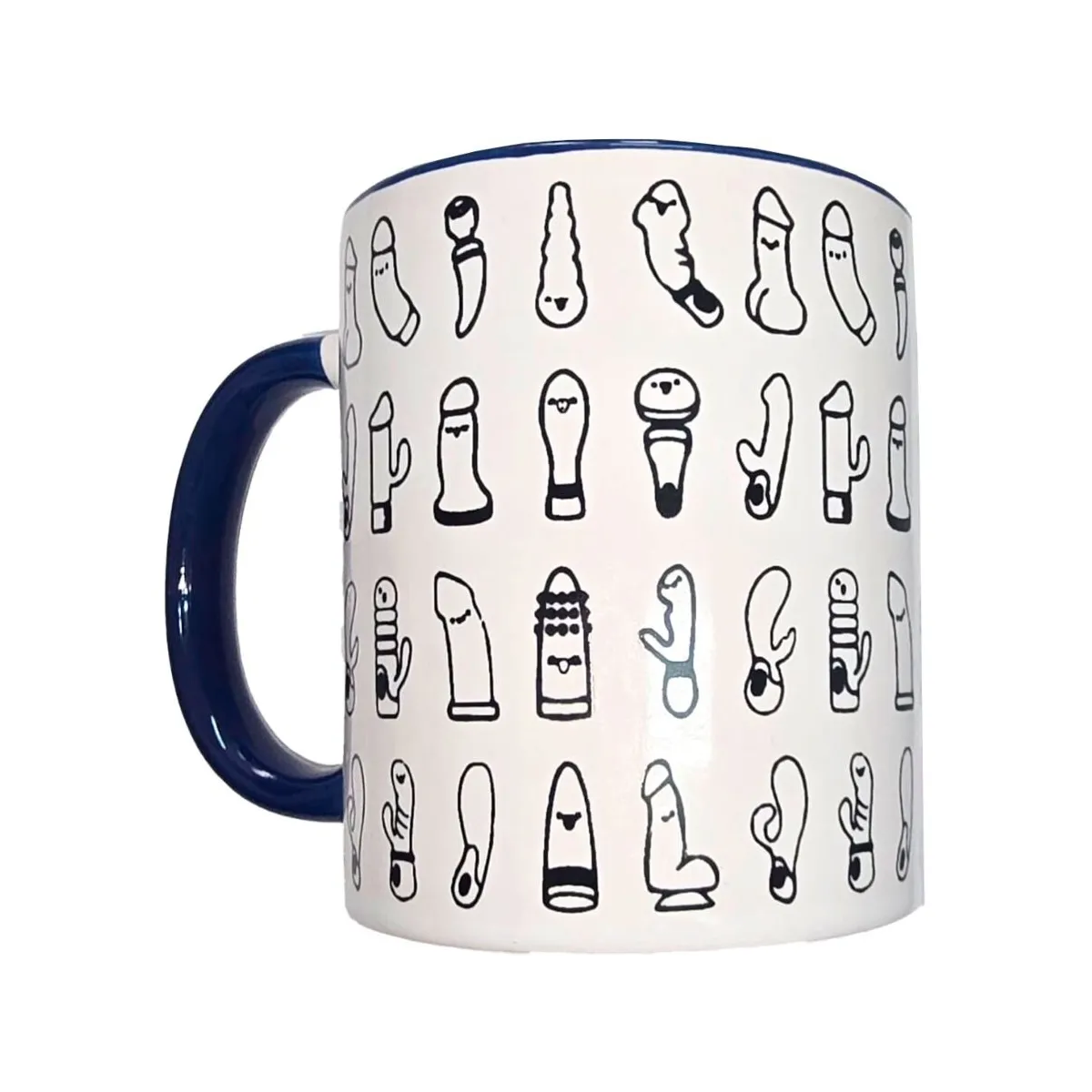 Weisser Vibratorbecher mit Blauem Henkel 370 ml von Diablo Picante | Fesselliebe.de