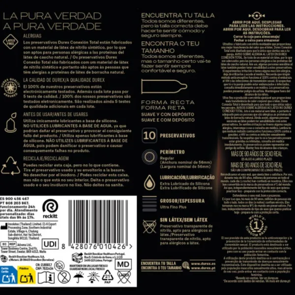 Total Connection XL Ultra Fine Plus Latexfrei 10 Stück von Durex Kondoms | Fesselliebe.de