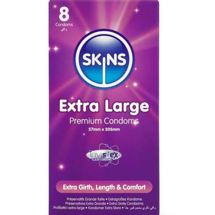Extra Grosse Premium-Kondome Packung 8 von Skins | Fesselliebe.de