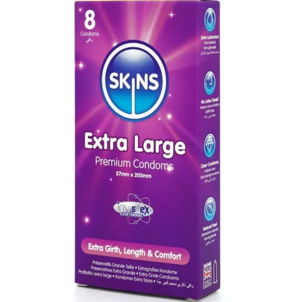Extra Grosse Premium-Kondome Packung 8 von Skins | Fesselliebe.de