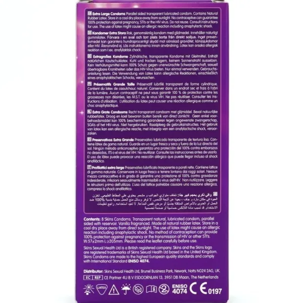 Extra Grosse Premium-Kondome Packung 8 von Skins | Fesselliebe.de