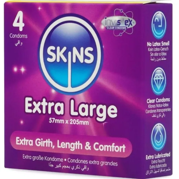 Extra Grosse Premium-Kondome Packung 4 von Skins | Fesselliebe.de
