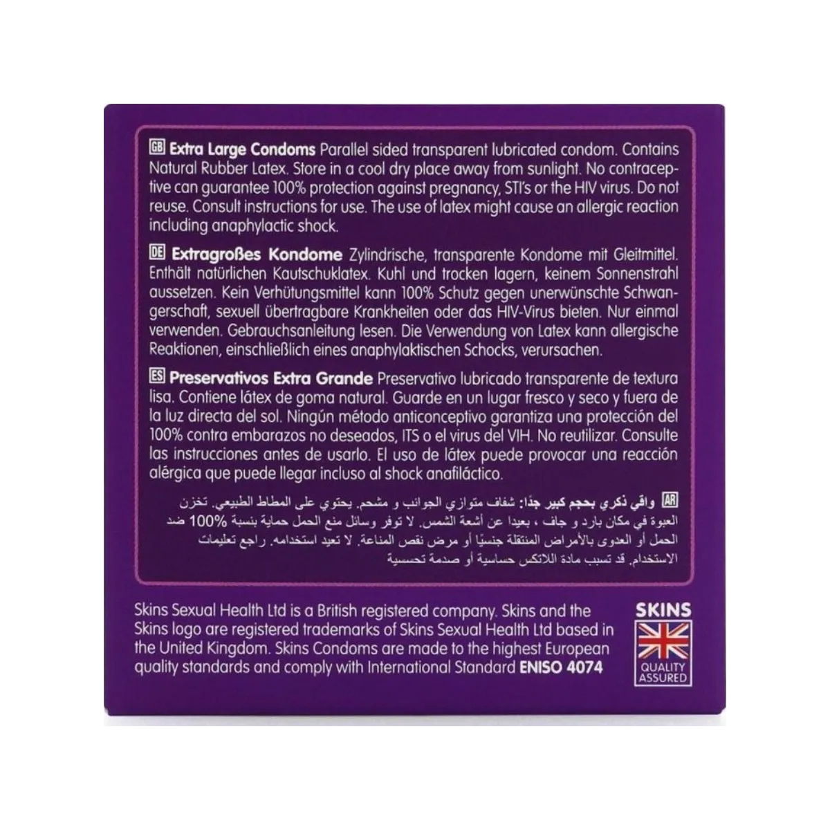 Extra Grosse Premium-Kondome Packung 4 von Skins | Fesselliebe.de