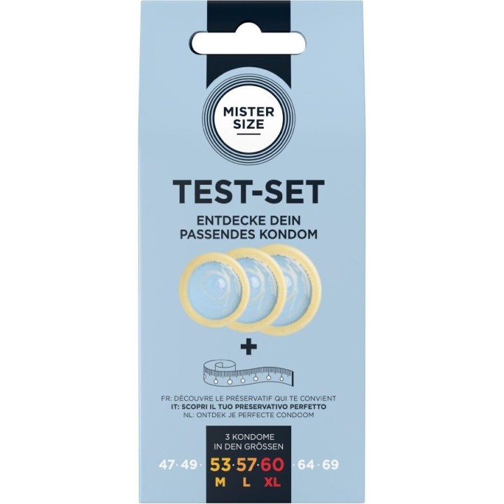 Testset mit 3 Kondomen In Verschiedenen Grössen + Massband von Mister Size | Fesselliebe.de