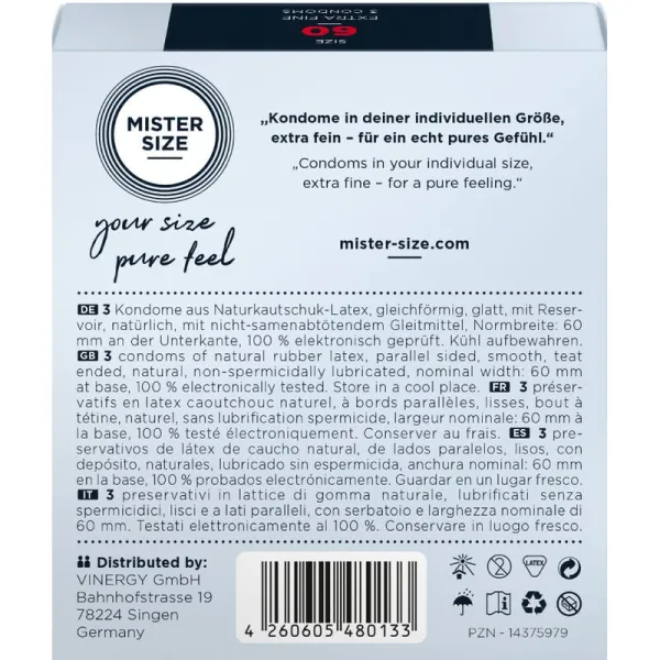 Kondomgrösse XL 60 Mm (3 Stück) von Mister Size | Fesselliebe.de