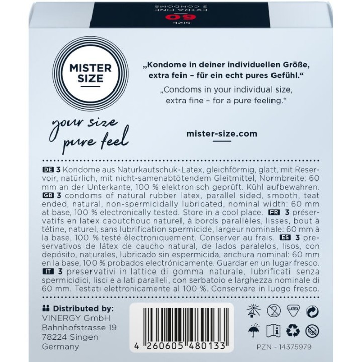 Kondomgrösse XL 60 Mm (3 Stück) von Mister Size | Fesselliebe.de