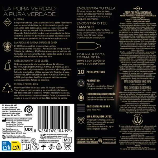 Total Connection Ultra Fine Plus Latexfrei 10 Stück von Durex Kondoms | Fesselliebe.de