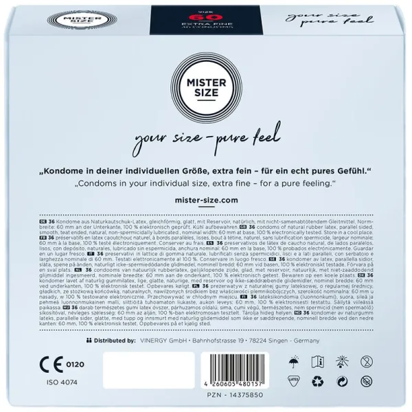 Kondomgrösse XL 60 Mm (36 Stück) von Mister Size | Fesselliebe.de