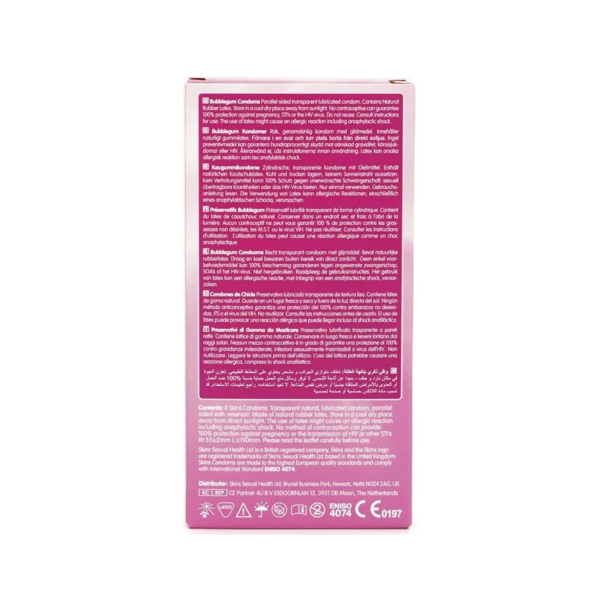 Bubblegum Premium-Kondome Packung 8 von Skins | Fesselliebe.de