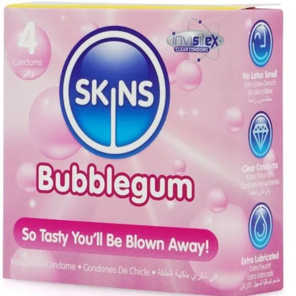 Bubblegum Premium-Kondome Packung 4 von Skins | Fesselliebe.de