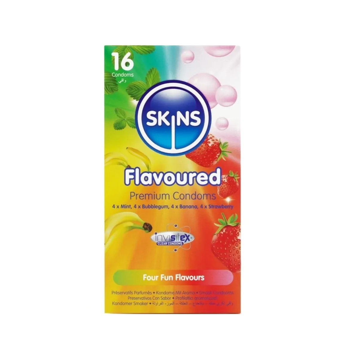 Premium-Kondome mit Verschiedenen Geschmacksrichtungen, 16er-Stück von Skins | Fesselliebe.de
