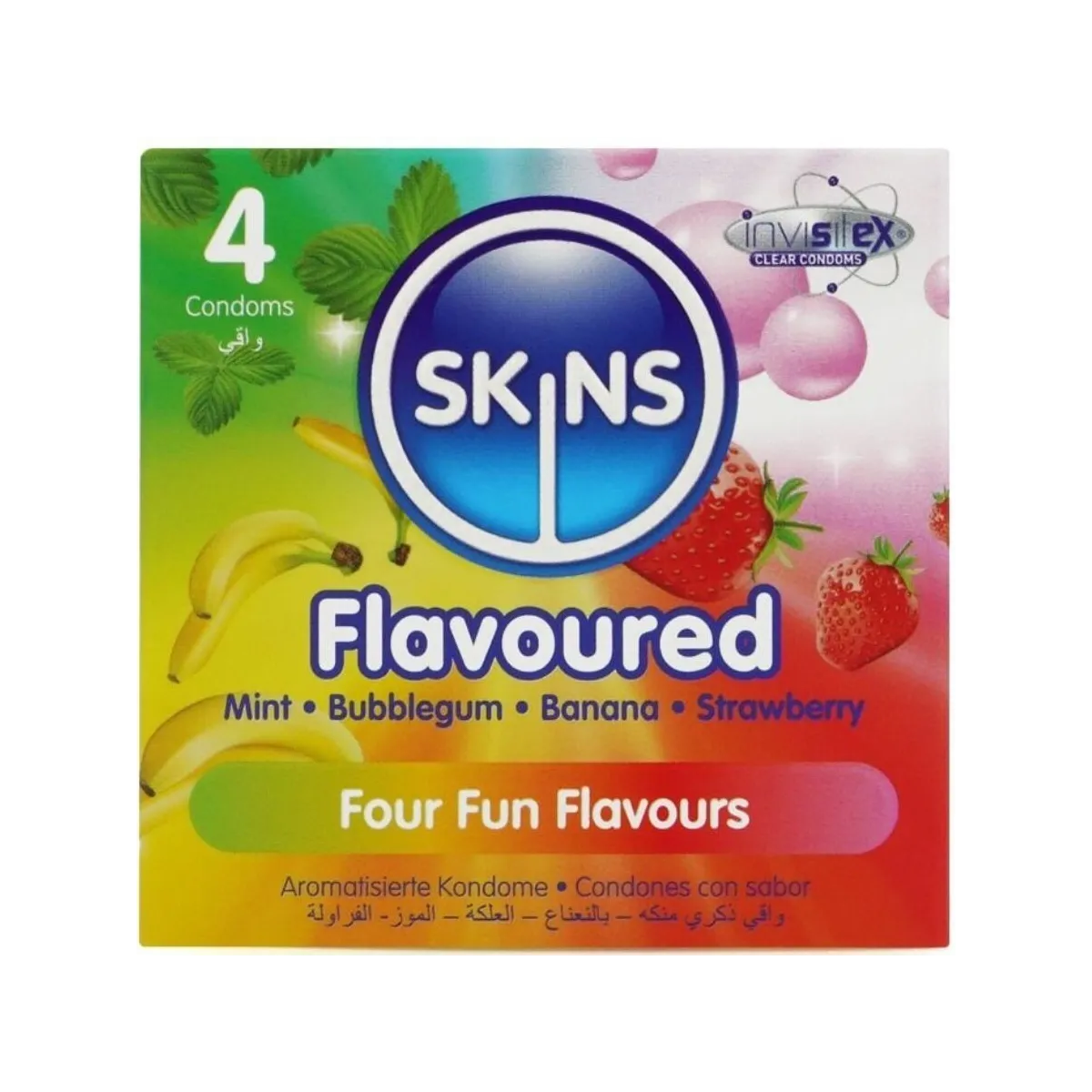 Premium-Kondome mit Verschiedenen Geschmacksrichtungen, 4er-Stück von Skins | Fesselliebe.de