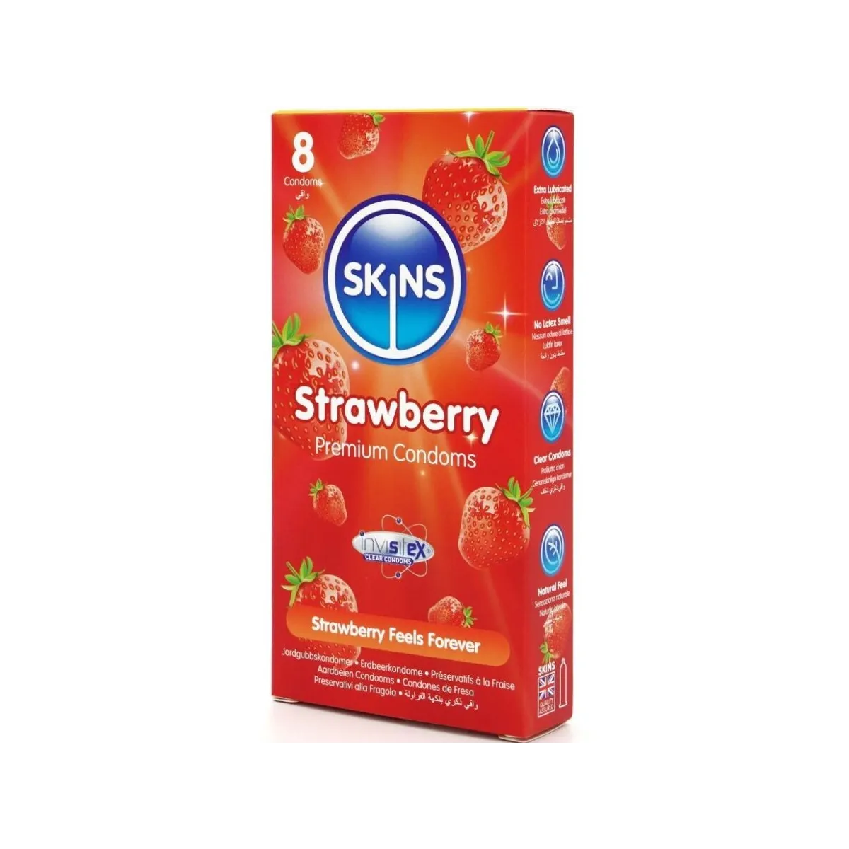 Erdbeere Premium-Kondome Packung 8 von Skins | Fesselliebe.de