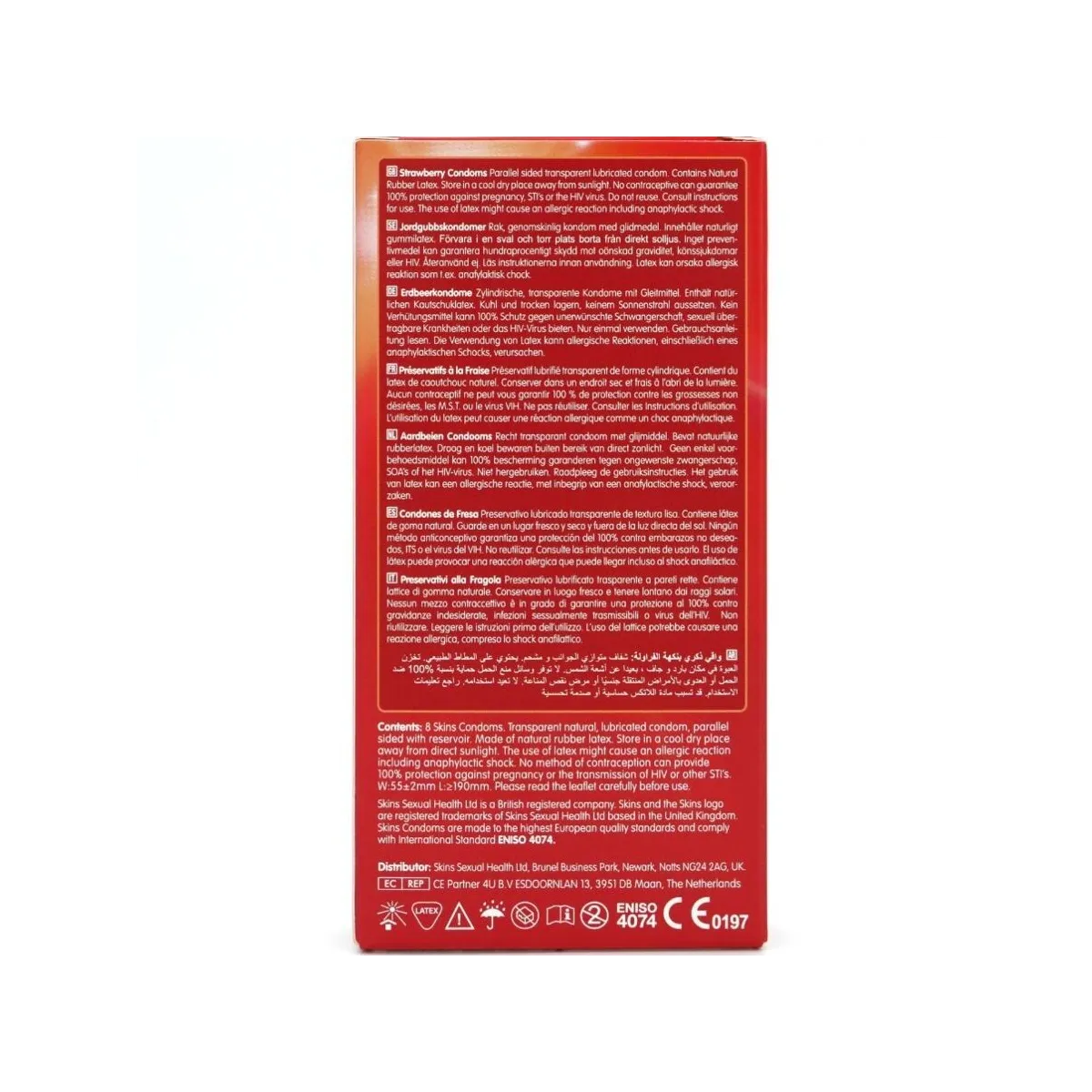 Erdbeere Premium-Kondome Packung 8 von Skins | Fesselliebe.de