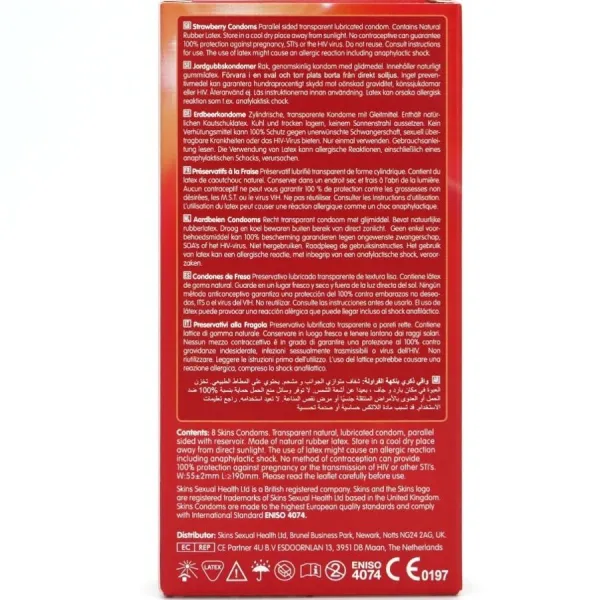 Erdbeere Premium-Kondome Packung 8 von Skins | Fesselliebe.de