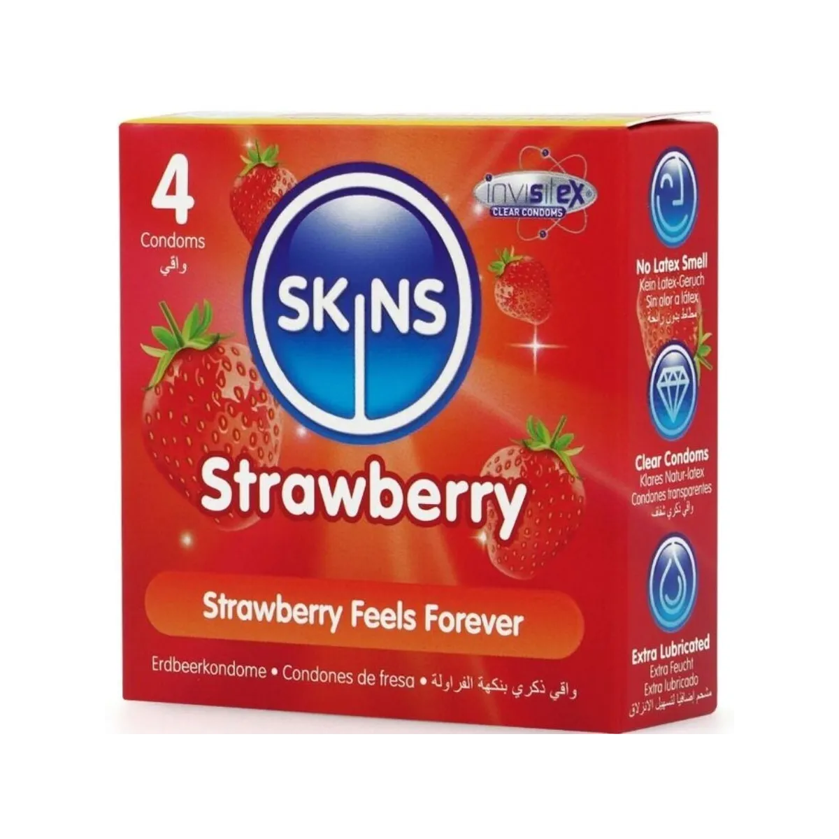 Erdbeere Premium-Kondome Packung 4 von Skins | Fesselliebe.de