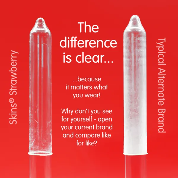 Erdbeere Premium-Kondome Packung 4 von Skins | Fesselliebe.de