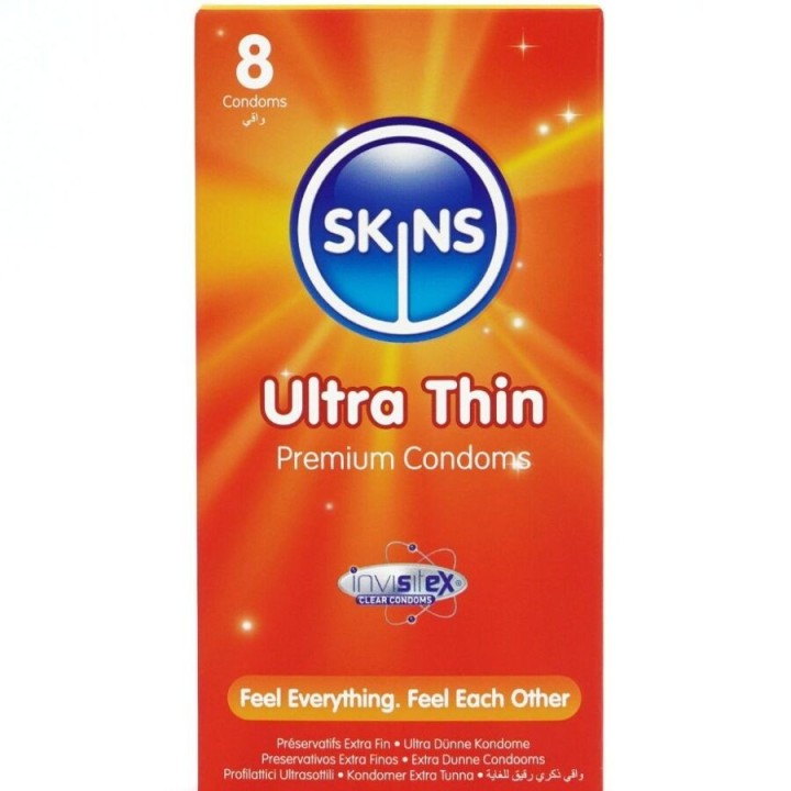 Ultra Dünne Premium-Kondome Packung 8 von Skins | Fesselliebe.de