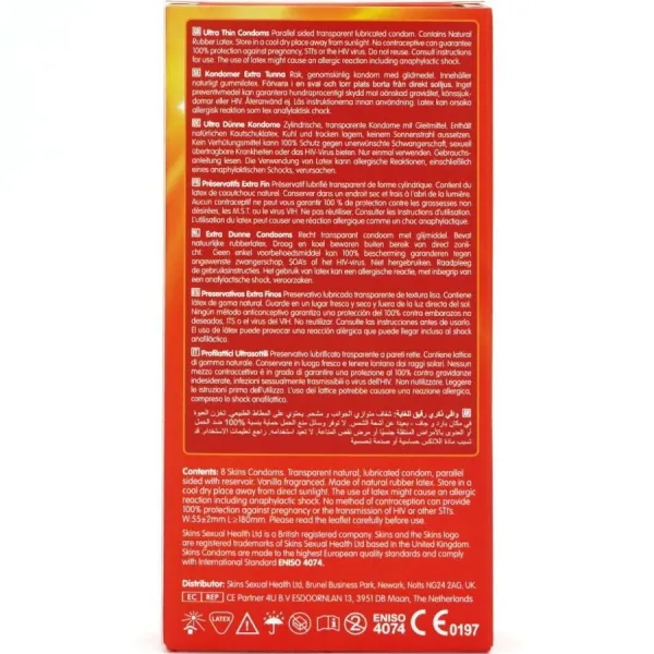 Ultra Dünne Premium-Kondome Packung 8 von Skins | Fesselliebe.de