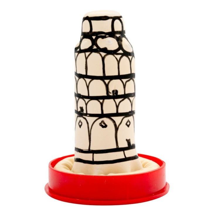 Handbemaltes Kondom Pisa-Turm von Kondomerie | Fesselliebe.de