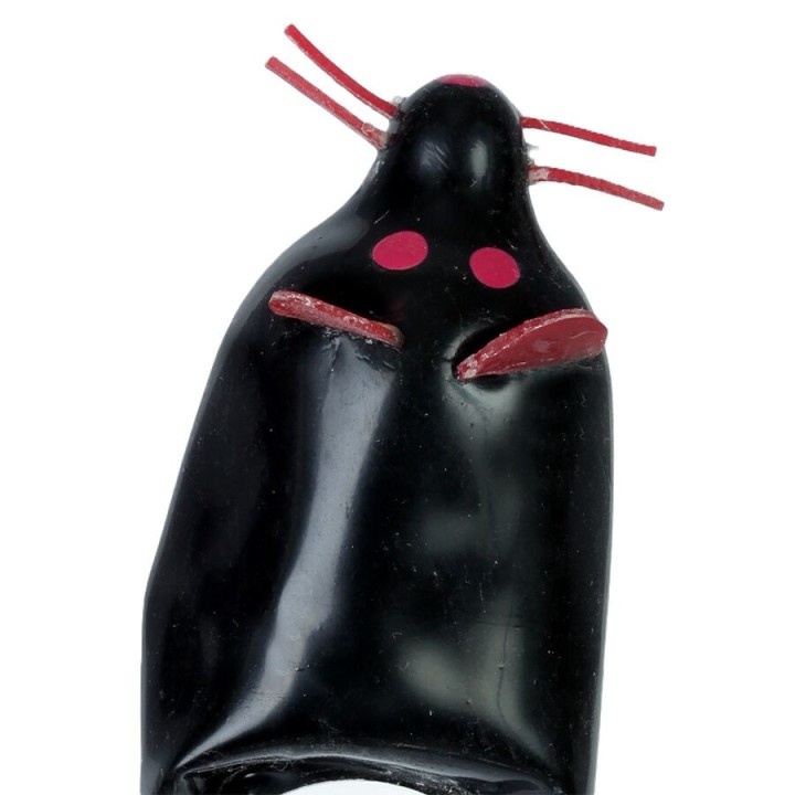 Handbemaltes Kondom Schwarze Maus XL von Kondomerie | Fesselliebe.de