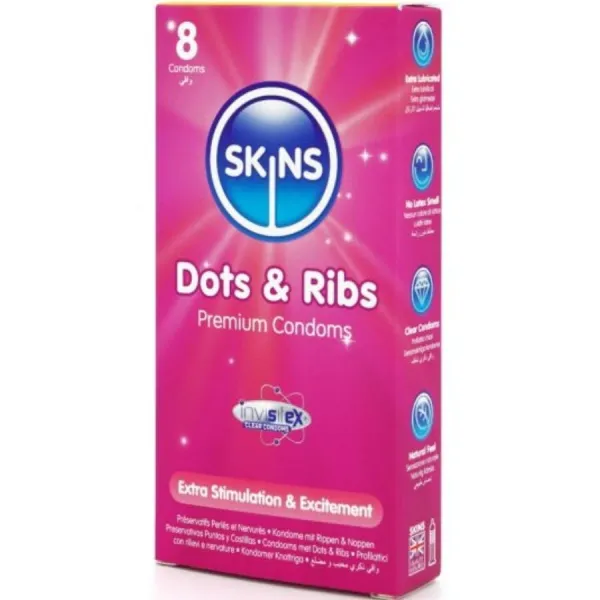 Dots & Ribs Premium-Kondome Packung 8 von Skins | Fesselliebe.de