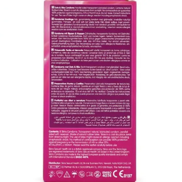 Dots & Ribs Premium-Kondome Packung 8 von Skins | Fesselliebe.de