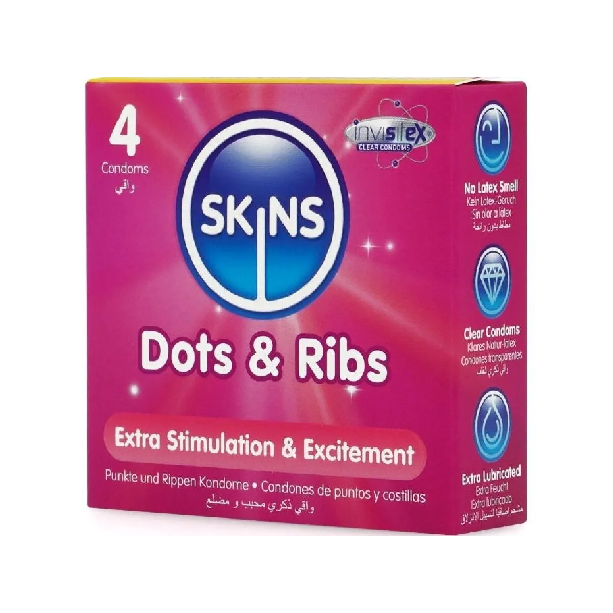 Dots & Ribs Premium-Kondome 4er-Stück von Skins | Fesselliebe.de