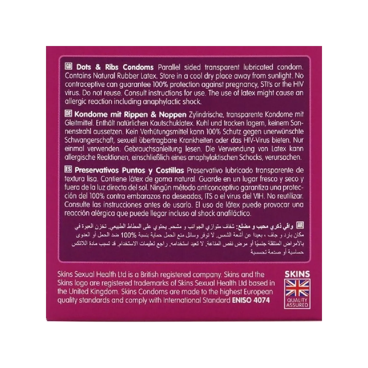 Dots & Ribs Premium-Kondome 4er-Stück von Skins | Fesselliebe.de