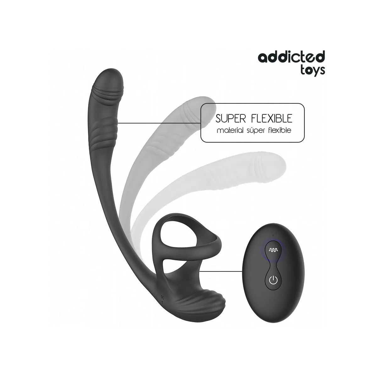 Analplug mit Vibration, 360°-Wellung und Hodenstimulator von Addicted Toys | Fesselliebe.de