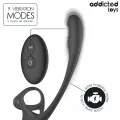 Analplug mit Vibration, 360°-Wellung und Hodenstimulator von Addicted Toys