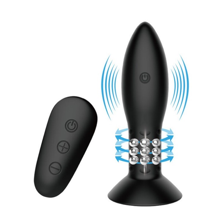 Stecker mit Schwarzen Rotierenden Bällen mit Fernbedienung von Mr Play | Fesselliebe.de