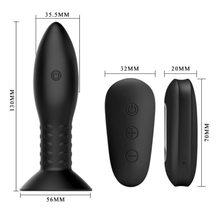 Stecker mit Schwarzen Rotierenden Bällen mit Fernbedienung von Mr Play | Fesselliebe.de