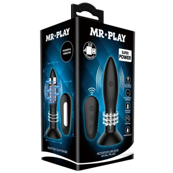 Stecker mit Schwarzen Rotierenden Bällen mit Fernbedienung von Mr Play | Fesselliebe.de