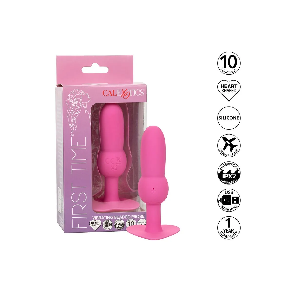 First Time Anal Plug mit Perlensonde 10 Vibrationen Rosa von Calexotics | Fesselliebe.de