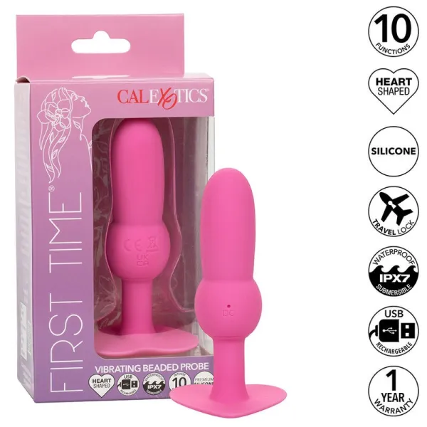 First Time Anal Plug mit Perlensonde 10 Vibrationen Rosa von Calexotics | Fesselliebe.de