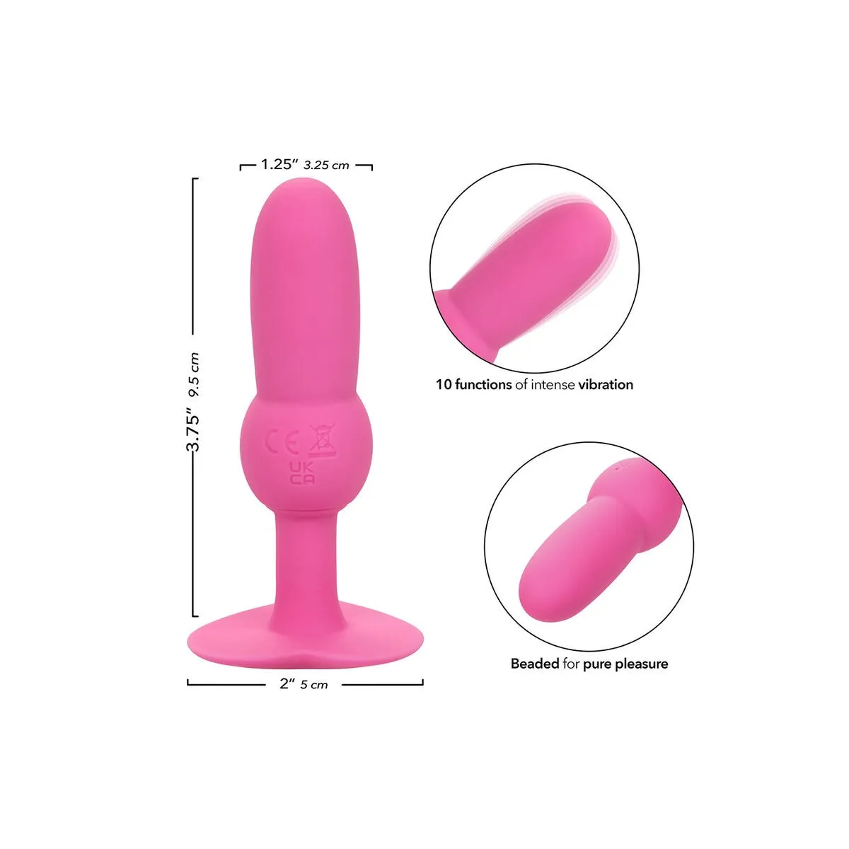 First Time Anal Plug mit Perlensonde 10 Vibrationen Rosa von Calexotics | Fesselliebe.de