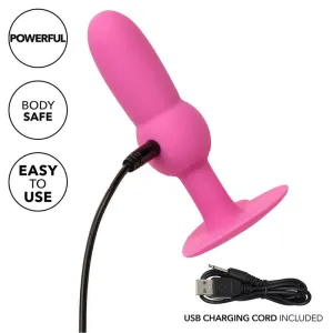 First Time Anal Plug mit Perlensonde 10 Vibrationen Rosa von Calexotics