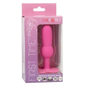 First Time Anal Plug mit Perlensonde 10 Vibrationen Rosa von Calexotics