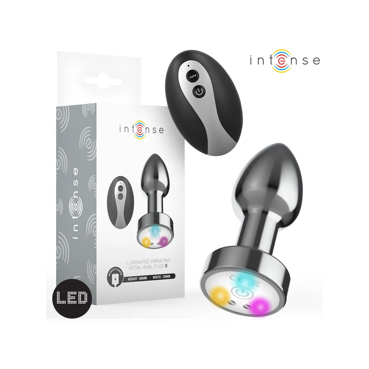 Vibrierender Analplug aus Metall mit Led-Leuchten und mit Fernbedienung - Grösse S von Intense Anal Toys | Fesselliebe.de