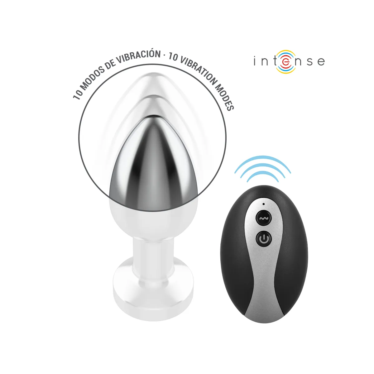 Vibrierender Analplug aus Metall mit Led-Leuchten und mit Fernbedienung - Grösse S von Intense Anal Toys | Fesselliebe.de